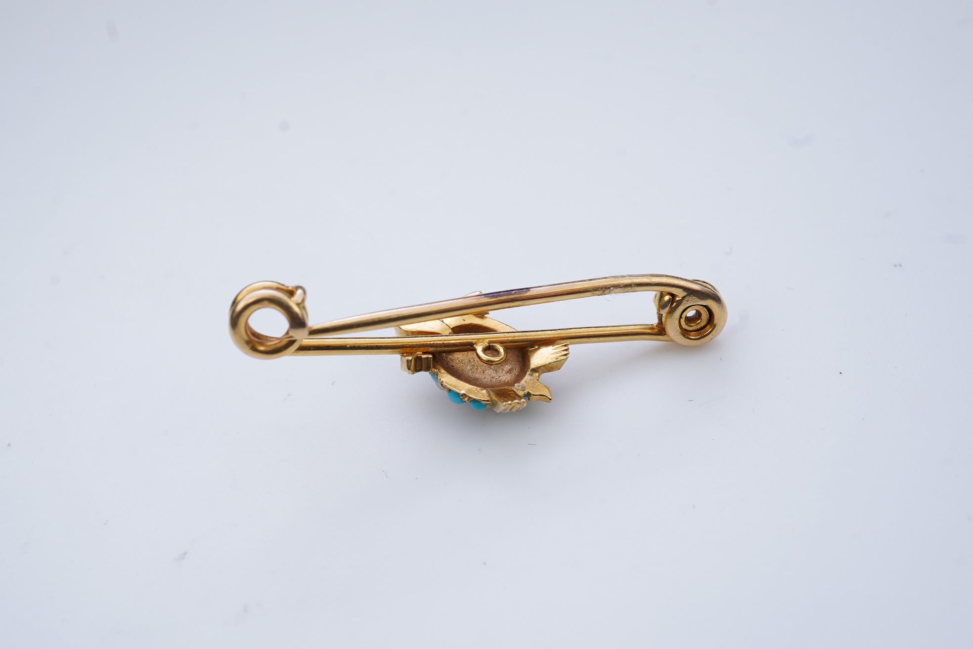 An Edwardian seed pearl and turquoise bar brooch, early 20th century